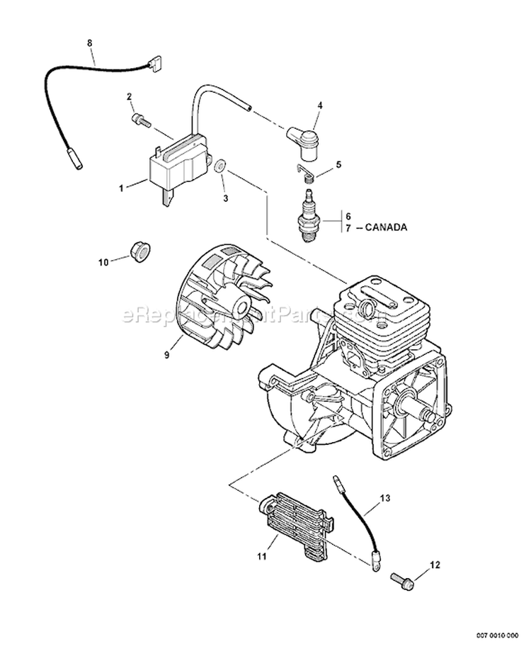 Page J Diagram and Parts List for PE-280 S83413001001-S83413999999 Echo Edger