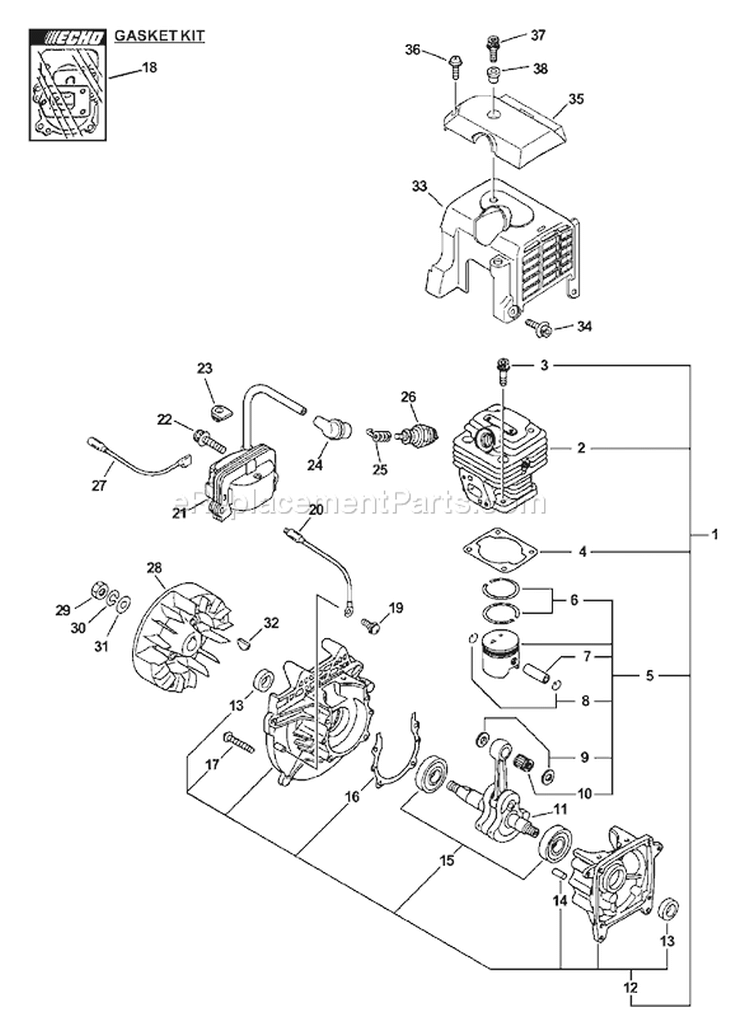 Page B Diagram and Parts List for PE-311 02001001-02999999 Echo Edger