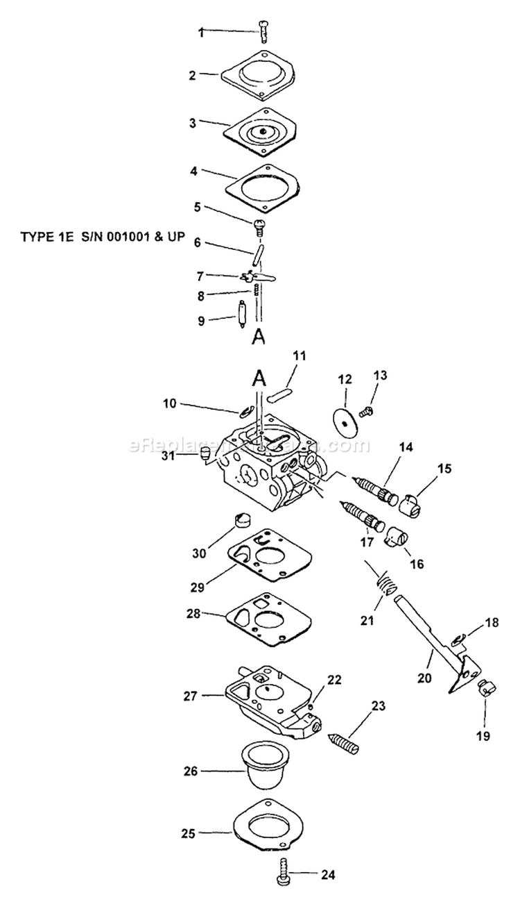 Page A Diagram and Parts List for PP-1200 Type 1E Echo Pole Saw