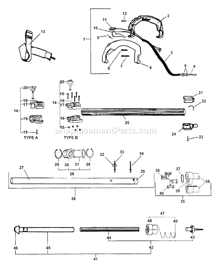 Page B Diagram and Parts List for PP-1250 001001-007863 Echo Pole Saw
