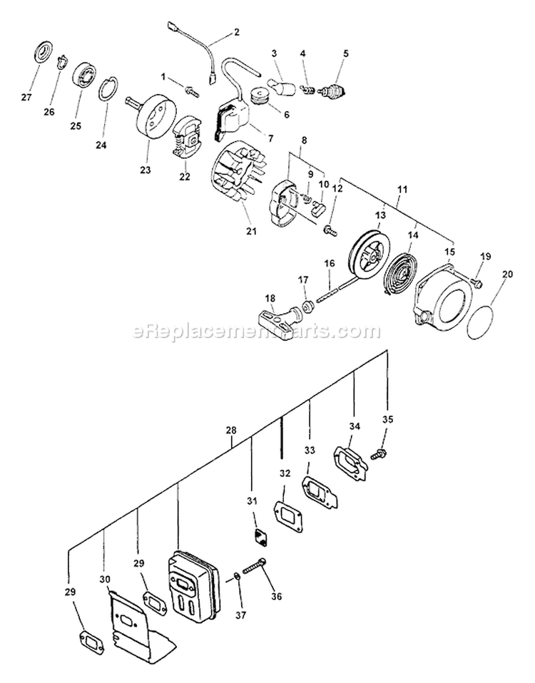 Page E Diagram and Parts List for PP-1260 After S/N 001001 Echo Pole Saw