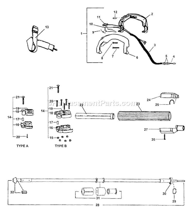Page B Diagram and Parts List for PP-1400 Type 1E -After S/N 007864 Echo Pole Saw