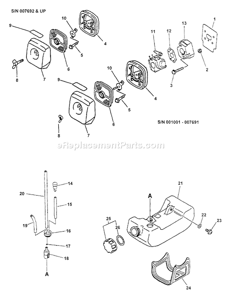 Page F Diagram and Parts List for PP-1400 Type 1E -After S/N 007864 Echo Pole Saw