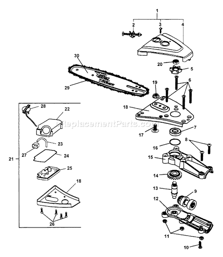 Page D Diagram and Parts List for PP-800 Type 1E -001001-055504 Echo Pole Saw