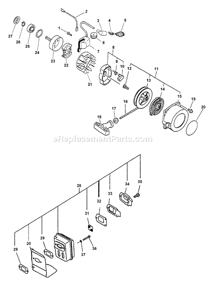 Page E Diagram and Parts List for PP-800 Type 1E -001001-055504 Echo Pole Saw