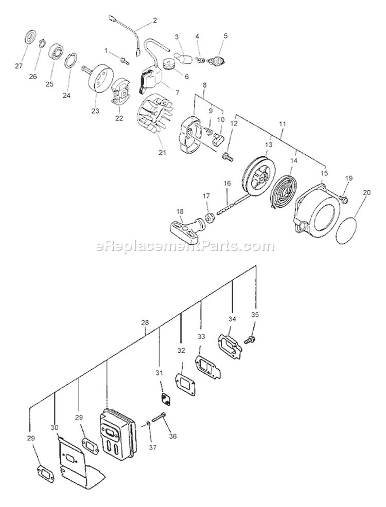 Page E Diagram and Parts List for PPF-2100 Type 1E -After S/N 509500 Echo Pole Saw