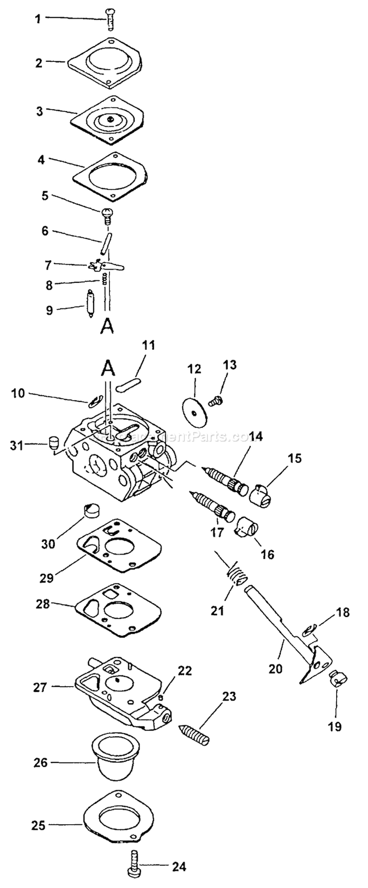 Page B Diagram and Parts List for PPF-2110 Type 1E -001001-506099 Echo Pole Saw