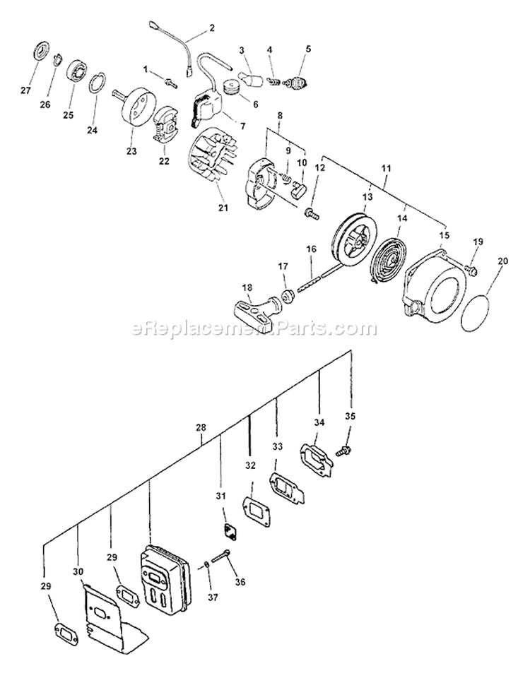 Page F Diagram and Parts List for PPF-2110 Type 1E -001001-506099 Echo Pole Saw