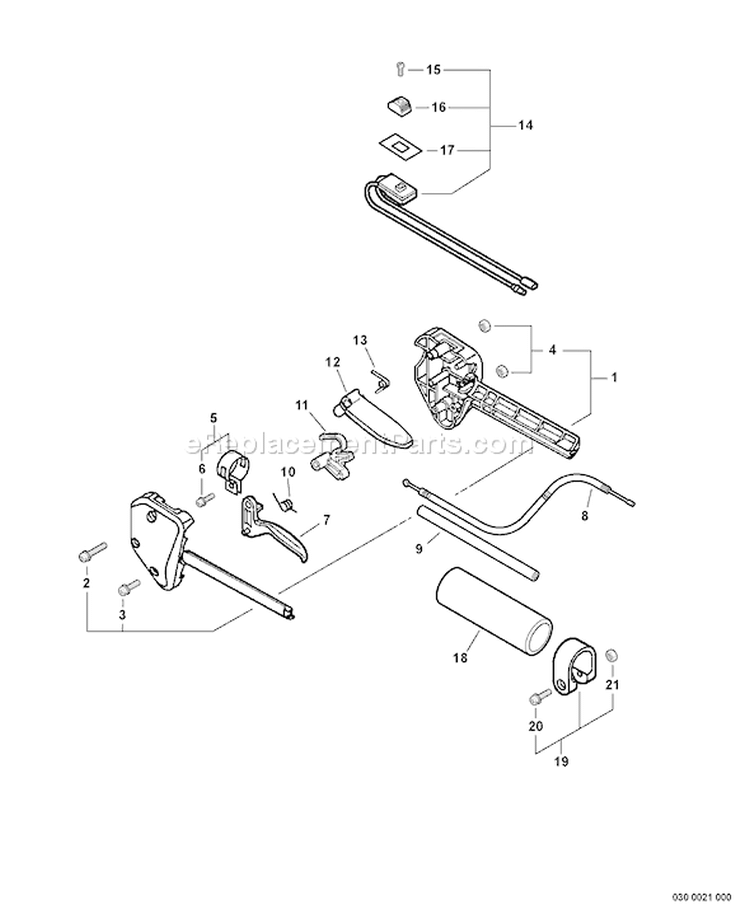 Page B Diagram and Parts List for PPF-210 E07511001001-E07511999999 Echo Pole Saw