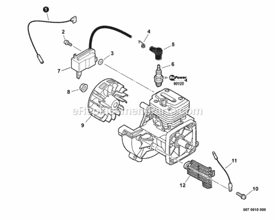 Ignition Diagram and Parts List for PPF-280 E09612001001 - E09612999999 Echo Pole Saw