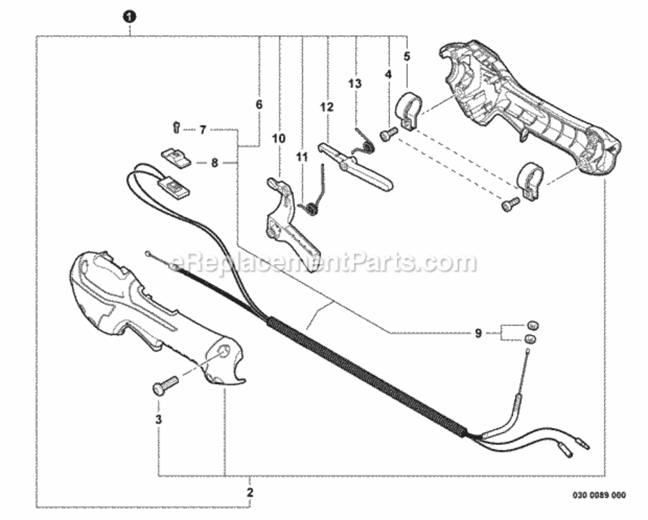 Control_Handle_Control_Cable_Assembly Diagram and Parts List for PPF-280 E09612001001 - E09612999999 Echo Pole Saw