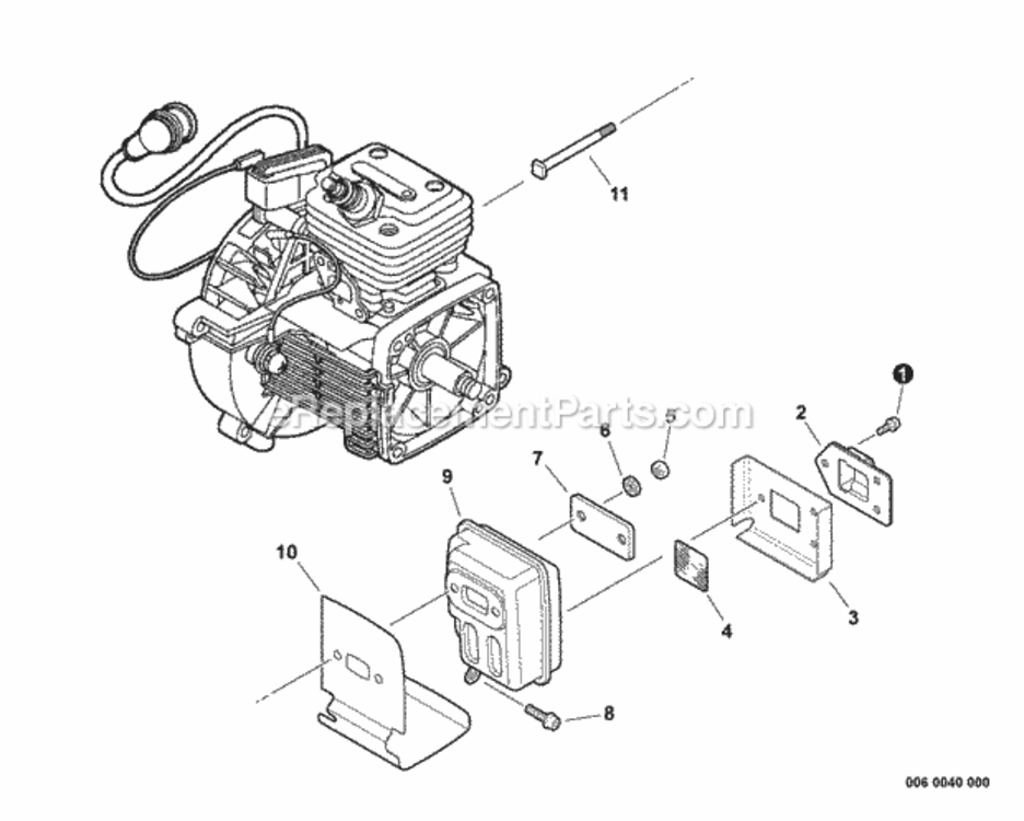 Exhaust Diagram and Parts List for PPF-280 E09612001001 - E09612999999 Echo Pole Saw