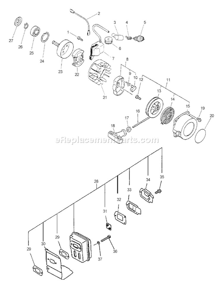 Page E Diagram and Parts List for PPFD-2400 Type 1E -001001-501000 Echo Pole Saw