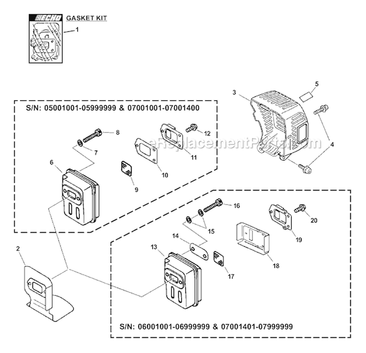 Page D Diagram and Parts List for PPT-230 05001001-05006451 Echo Pole Saw