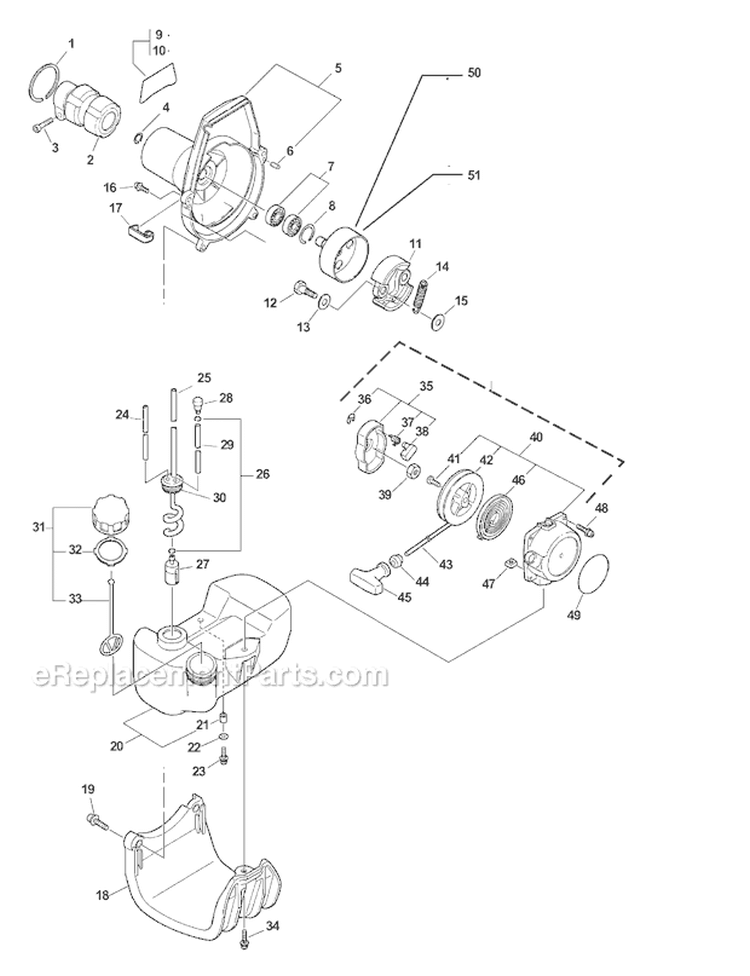 Page E Diagram and Parts List for PPT-230 05001001-05006451 Echo Pole Saw