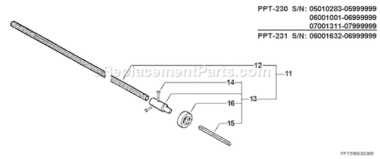 Page D Diagram and Parts List for PPT-230 07001128-07999999 Echo Pole Saw