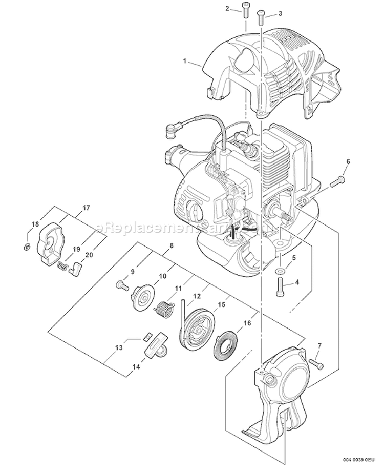 Page C Diagram and Parts List for PPT-235ES S07037001001-S07037999999 Echo Pole Saw