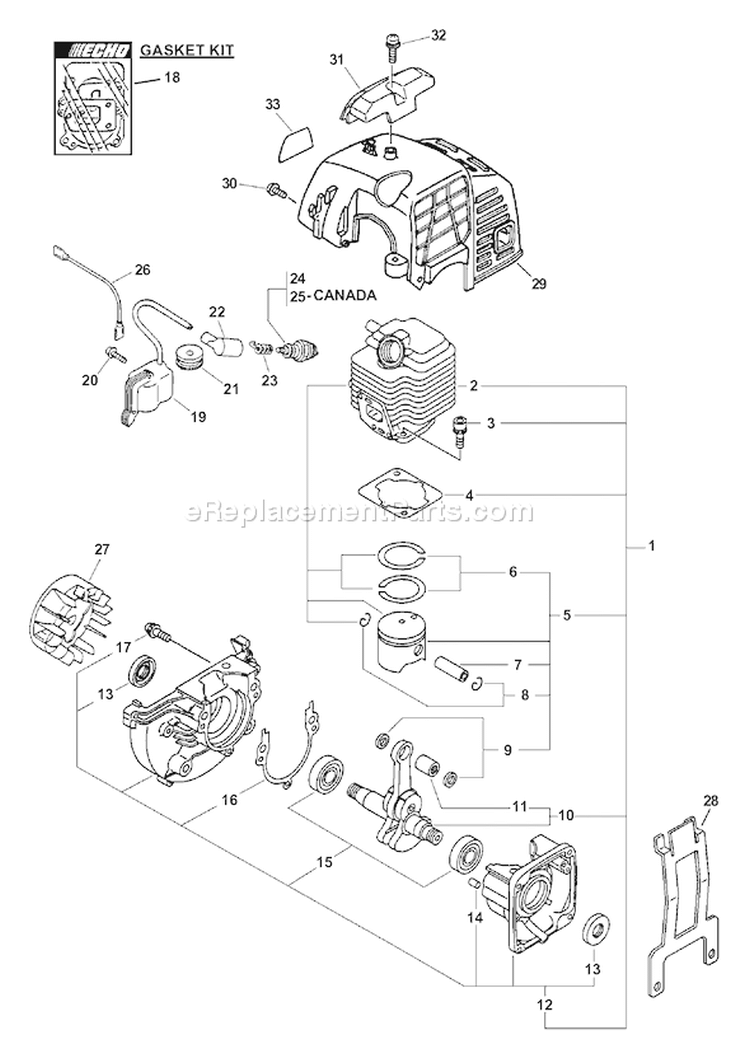 Page B Diagram and Parts List for PPT-2400 Type 1E -001001-505899 Echo Pole Saw