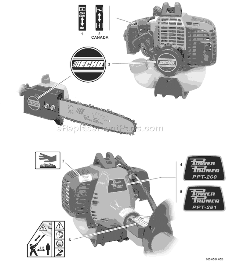 Page L Diagram and Parts List for PPT-260 03001001-03006148 Echo Pole Saw
