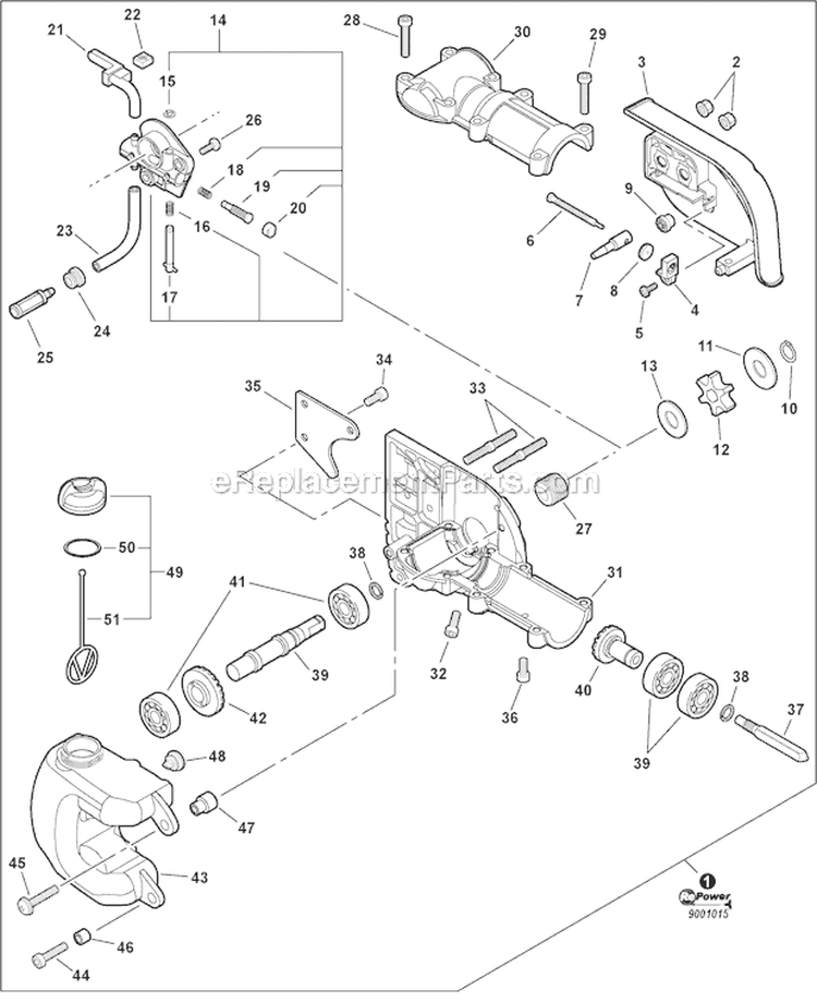 Gear Case, Auto-Oiler Diagram and Parts List for PPT-266H E04411001001-E04411999999 Echo Pole Saw