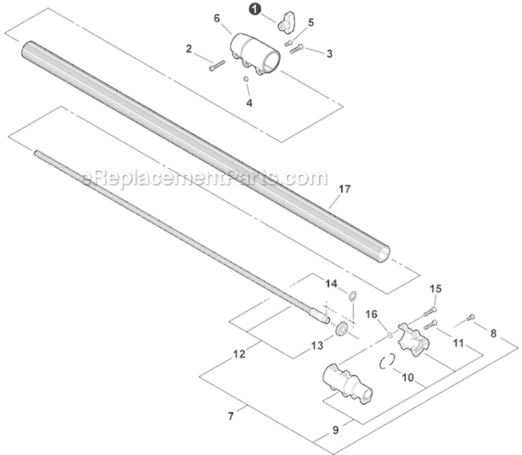 Main Pipe - Lower Diagram and Parts List for PPT-266H E04411001001-E04411999999 Echo Pole Saw