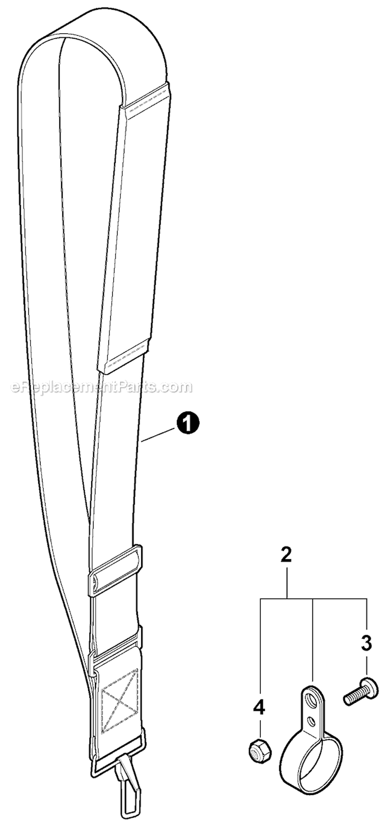 Shoulder Strap Diagram and Parts List for PPT-266H E04411001001-E04411999999 Echo Pole Saw