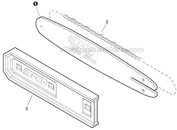 Standard Guide Bar, Sawing Chain Diagram and Parts List for PPT-266H E04411001001-E04411999999 Echo Pole Saw