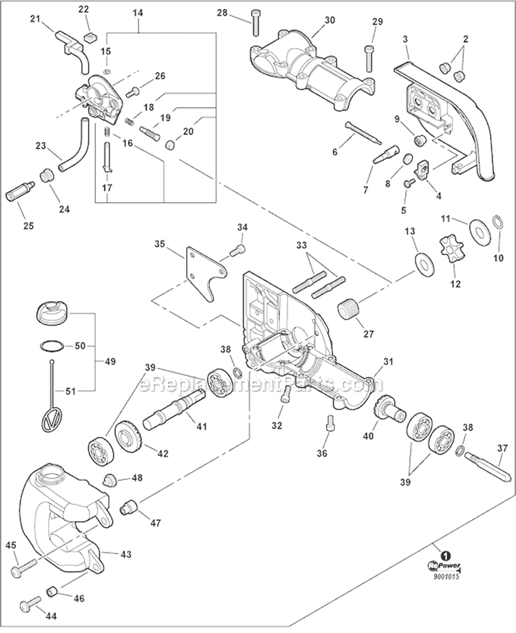 Auto-Oiler, Gear Case Diagram and Parts List for PPT-266 E04111001001-E04111999999 Echo Pole Saw