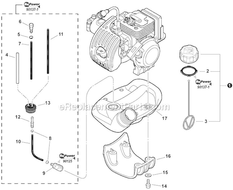Fuel System SN: E0411101641-E04111999999 Diagram and Parts List for PPT-266 E04111001001-E04111999999 Echo Pole Saw
