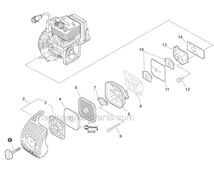Intake Diagram and Parts List for PPT-266 E04111001001-E04111999999 Echo Pole Saw