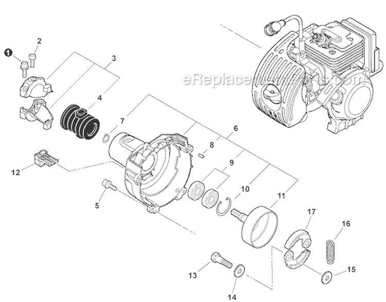 Clutch Fan Case Diagram and Parts List for PPT-266 E04111001001-E04111999999 Echo Pole Saw