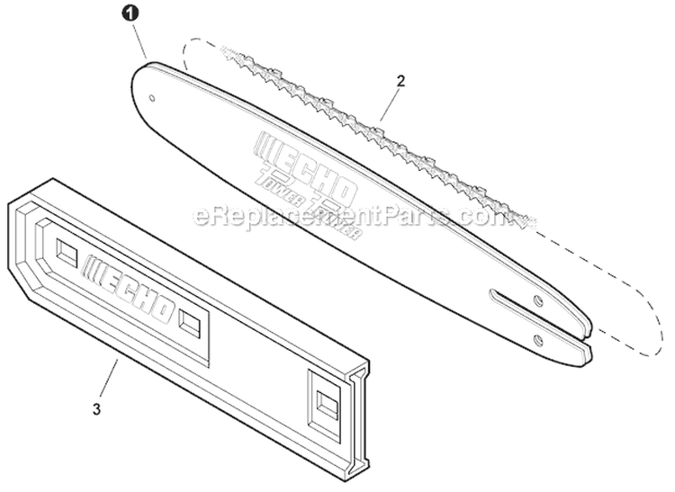 Standard Guide Bar, Sawing Chain Diagram and Parts List for PPT-266 E04212001001-E04212999999 Echo Pole Saw