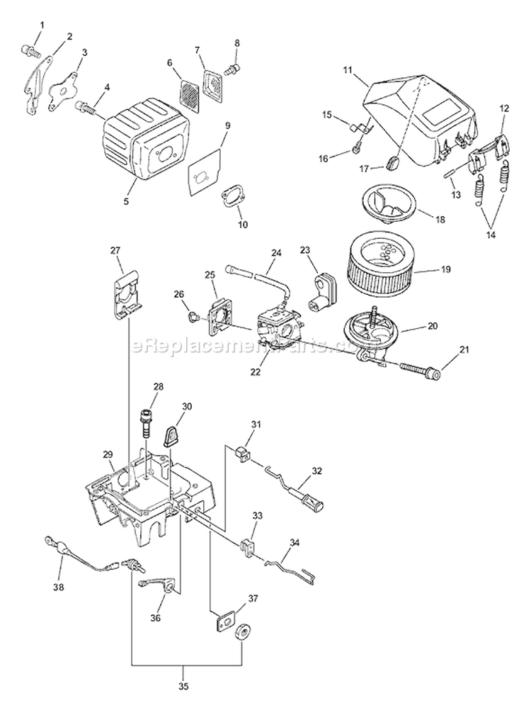 Page G Diagram and Parts List for QV-680 C03403001001-C03403999999 Echo Chainsaw