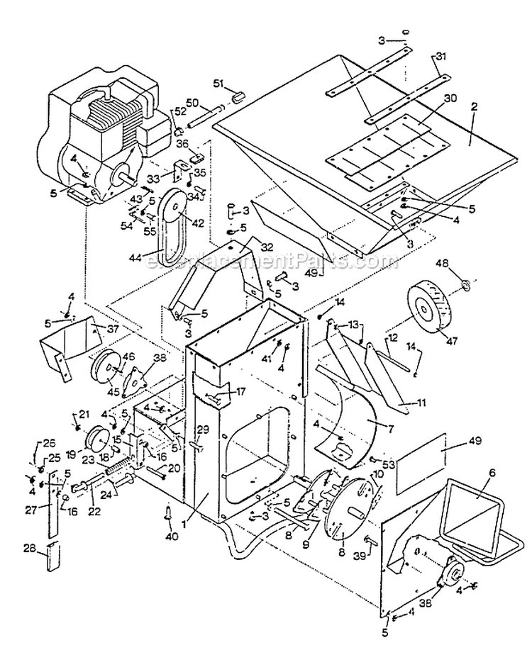 Shredder Frame Diagram and Parts List for SH-8000E 1991-1992 Echo Chipper Shredder