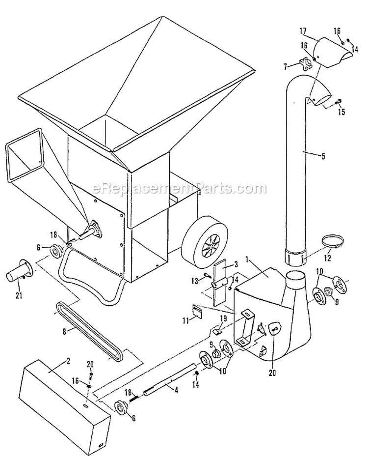 Blower Attachment Diagram and Parts List for SH-8000IC SN: E081543 -1992-1993 Echo Chipper Shredder