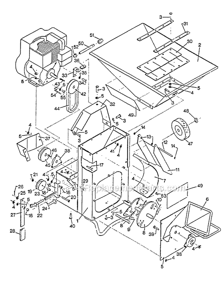 Shredder Frame Diagram and Parts List for SH-8000 1991-1992 Echo Chipper Shredder