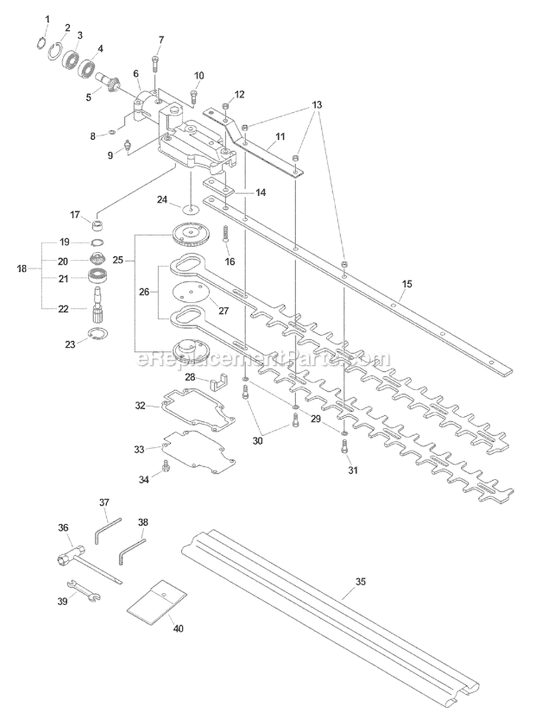 Gearcase Blades Tools Sn 001001-0511440 Diagram and Parts List for SHC-2100 Type 1 Echo Hedge Trimmer