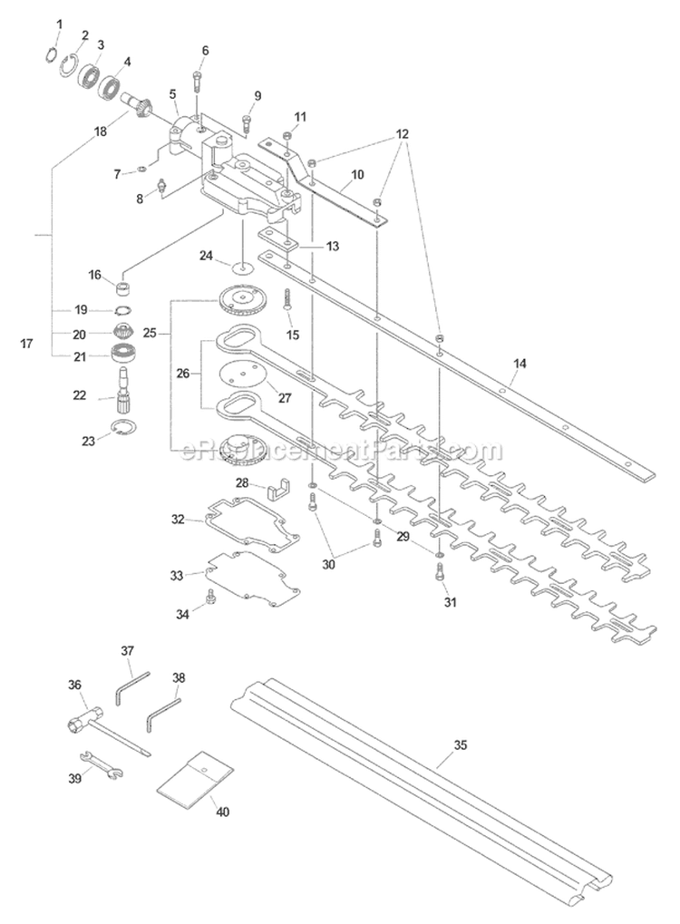 Gearcase Blades Tools Sn 0511441-999999 Diagram and Parts List for SHC-2100 Type 1 Echo Hedge Trimmer