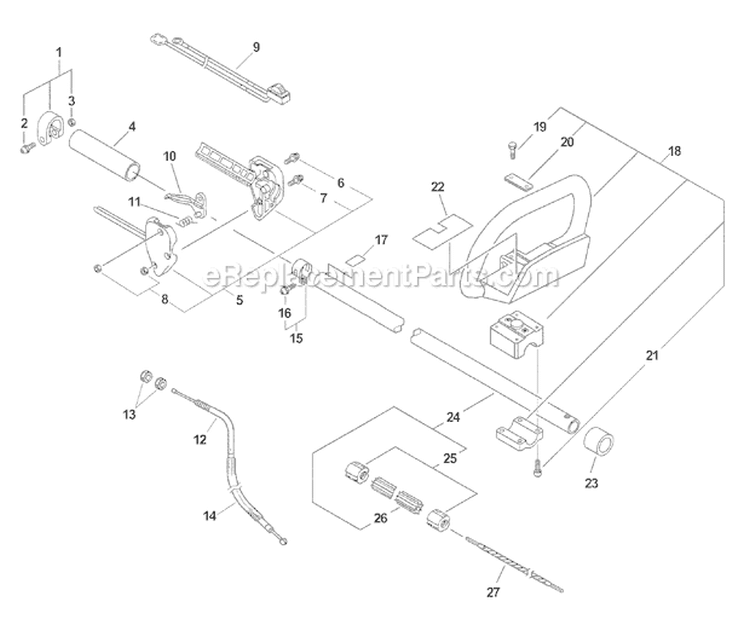 Driveshaft Ignition Switch Throttle Cable Sn 506456-999999 Diagram and Parts List for SHC-2100 Type 1E Echo Hedge Trimmer