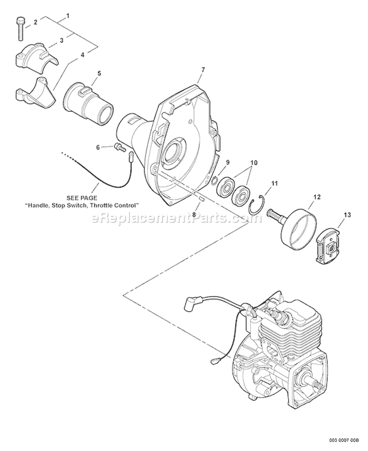 Page E Diagram and Parts List for SHC-210 07001001 - 07001057 Echo Hedge Trimmer