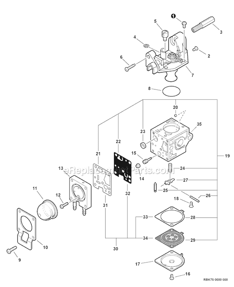 Carburetor Diagram and Parts List for SHC-210 10001001-10999999 Echo Hedge Trimmer