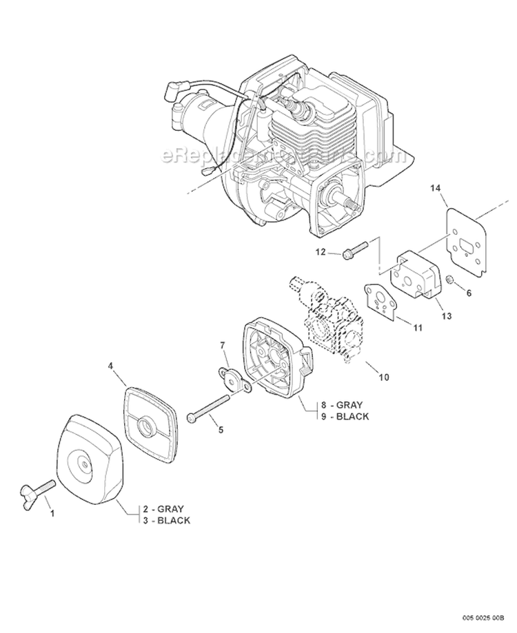 Intake Diagram and Parts List for SHC-210 10001001-10999999 Echo Hedge Trimmer