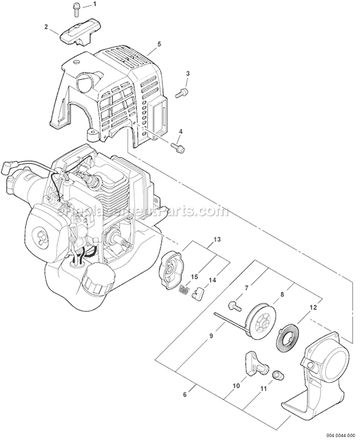 Engine Cover Starter Diagram and Parts List for SHC-210 10001001-10999999 Echo Hedge Trimmer