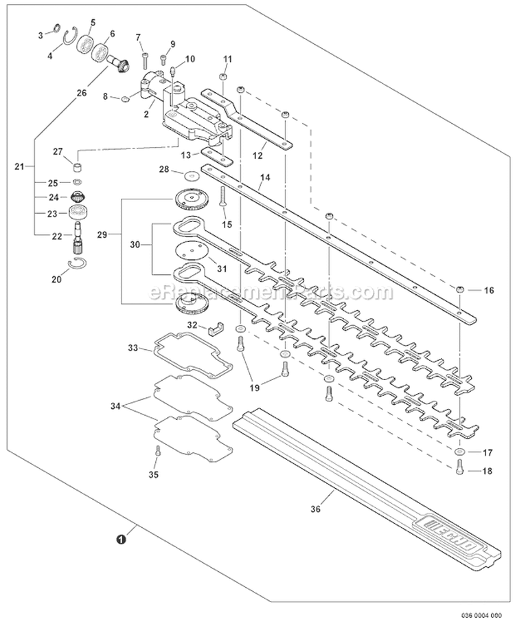 Gear Case Blades Sn 10001121-10999999 Diagram and Parts List for SHC-210 10001001-10999999 Echo Hedge Trimmer