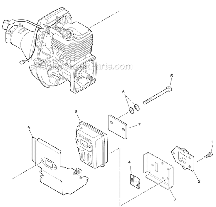 Exhaust Diagram and Parts List for SHC-210 S77512001001-S77512999999 Echo Hedge Trimmer