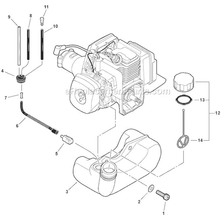 Fuel System Diagram and Parts List for SHC-210 S84513001001-S84513999999 Echo Hedge Trimmer