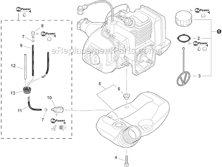 Fuel System Diagram and Parts List for SHC-225S S86111001001-S86111999999 Echo Hedge Trimmer