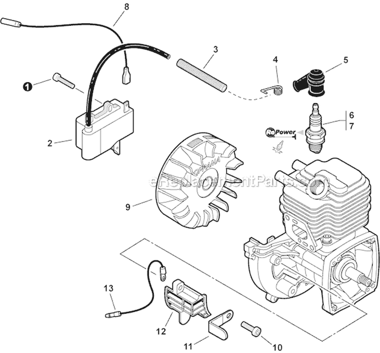 Ignition Diagram and Parts List for SHC-225S S86213001001-S86213999999 Echo Hedge Trimmer