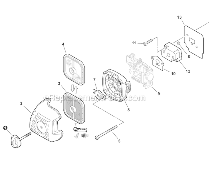 Intake Diagram and Parts List for SHC-225S S86213001001-S86213999999 Echo Hedge Trimmer