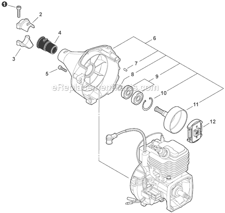 Fan Case, Clutch Diagram and Parts List for SHC-225S S86213001001-S86213999999 Echo Hedge Trimmer